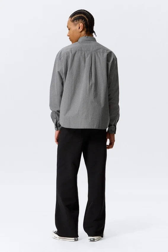 Camisas holgadas de popelín con botones – Cuadros negros Camisas holgadas de popelín con botones – Cuadros negros