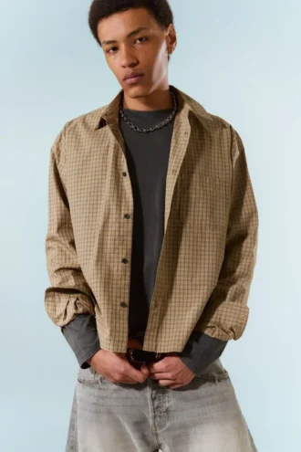 Camisas holgadas de popelín – Cuadros beige