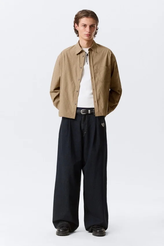 Camisas holgadas de popelín – Cuadros beige Camisas holgadas de popelín – Cuadros beige