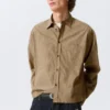 Camisas holgadas de popelín – Cuadros beige Camisas holgadas de popelín – Cuadros beige