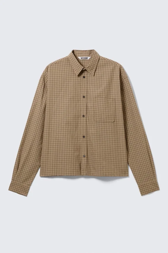 Camisas holgadas de popelín – Cuadros beige Camisas holgadas de popelín – Cuadros beige