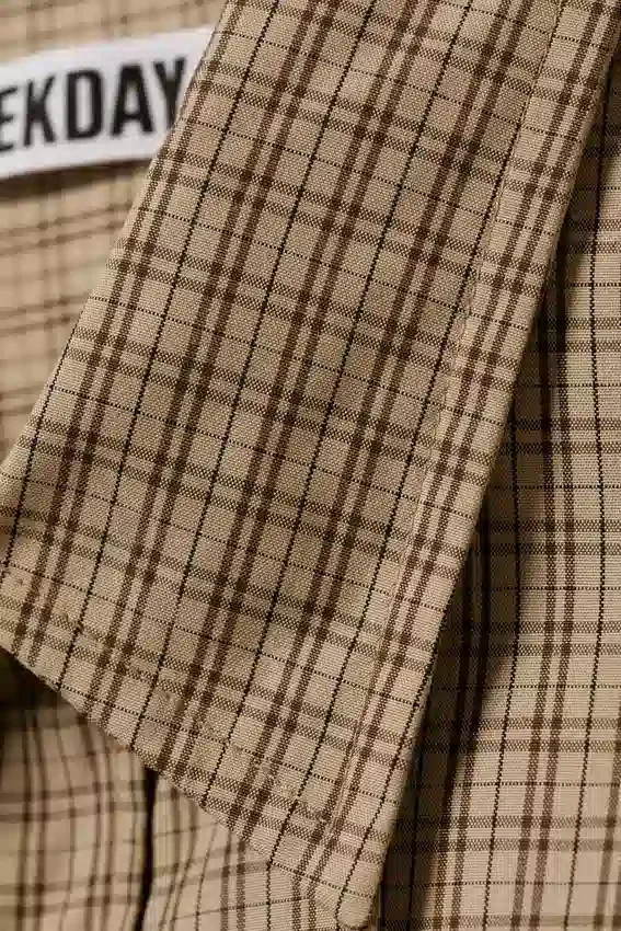 Camisas holgadas de popelín – Cuadros beige Camisas holgadas de popelín – Cuadros beige