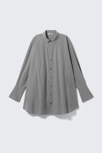 Camisas mini de popelín de algodón – Rayas grises