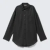 Camisas oversize con botones – Gris oscuro – Rayas metalizadas Camisas oversize con botones – Gris oscuro – Rayas metalizadas