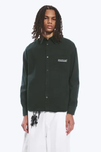 Camisas oversize de algodón bordadas – Verde oscuro