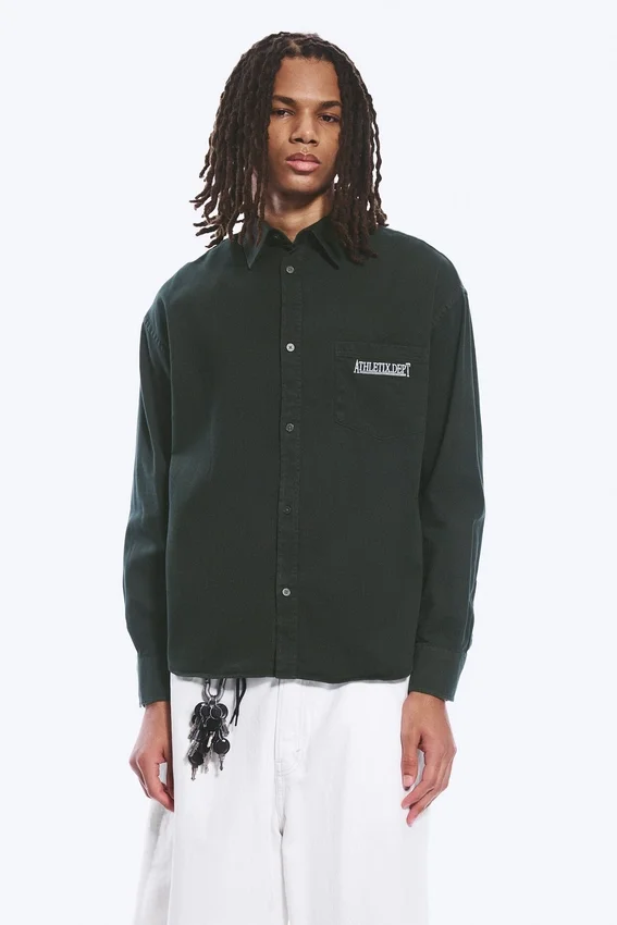 Camisas oversize de algodón bordadas – Verde oscuro Camisas oversize de algodón bordadas – Verde oscuro