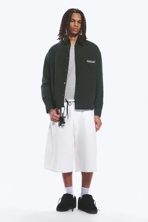 Camisas oversize de algodón bordadas – Verde oscuro Camisas oversize de algodón bordadas – Verde oscuro