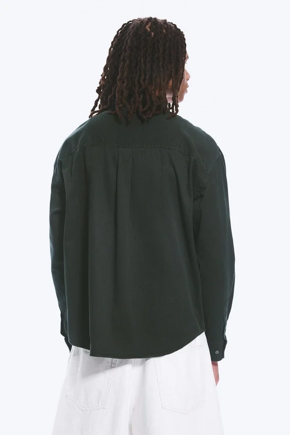 Camisas oversize de algodón bordadas – Verde oscuro Camisas oversize de algodón bordadas – Verde oscuro