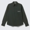 Camisas oversize de algodón bordadas – Verde oscuro Camisas oversize de algodón bordadas – Verde oscuro
