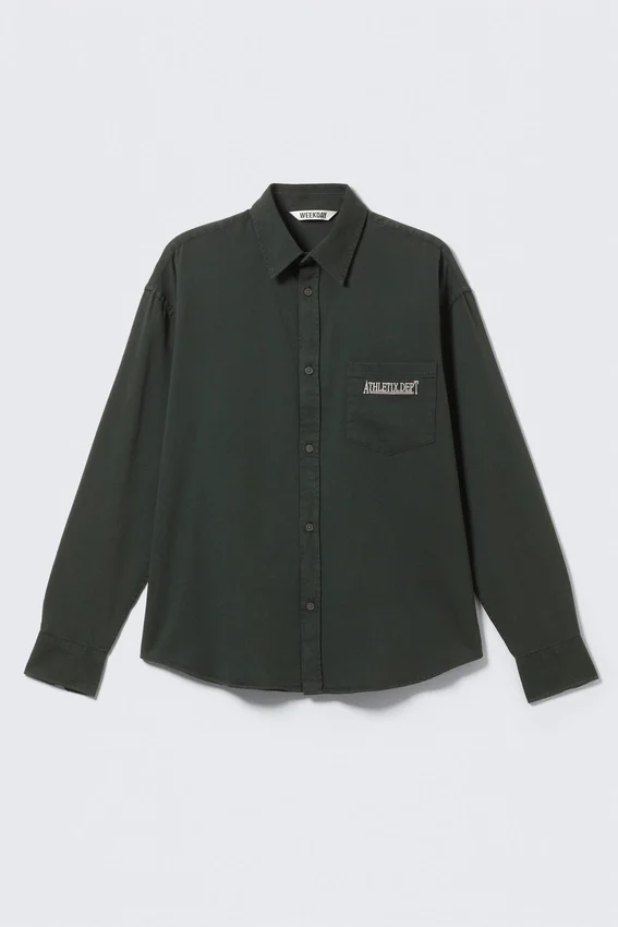 Camisas oversize de algodón bordadas – Verde oscuro Camisas oversize de algodón bordadas – Verde oscuro