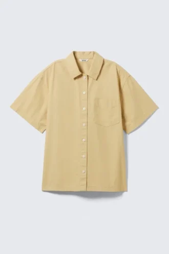 Camisas oversize de algodón de manga corta – Beige