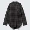 Camisas oversize de algodón de manga larga – A cuadros gris oscuro Camisas oversize de algodón de manga larga – A cuadros gris oscuro