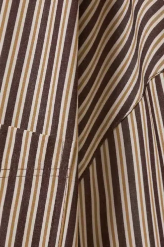 Camisas oversize de algodón de manga larga – Rayas burdeos y amarillas