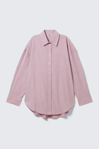 Camisas oversize de algodón de manga larga – Rosa empolvado