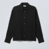 Camisas oversize de corte recto en mezcla de lino – Negro Camisas oversize de corte recto en mezcla de lino – Negro
