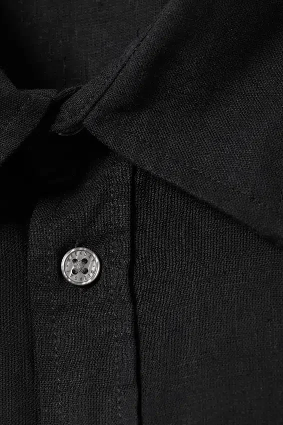Camisas oversize de corte recto en mezcla de lino – Negro Camisas oversize de corte recto en mezcla de lino – Negro