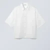 Camisas oversize de manga corta de organza – Blanca Camisas oversize de manga corta de organza – Blanca