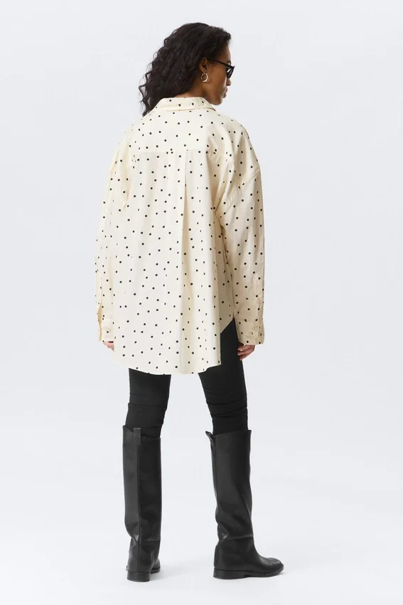 Camisas oversize de manga larga – Amarillo claro – Lunares Camisas oversize de manga larga – Amarillo claro – Lunares