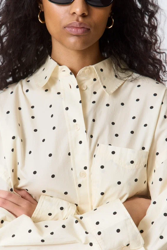 Camisas oversize de manga larga – Amarillo claro – Lunares Camisas oversize de manga larga – Amarillo claro – Lunares