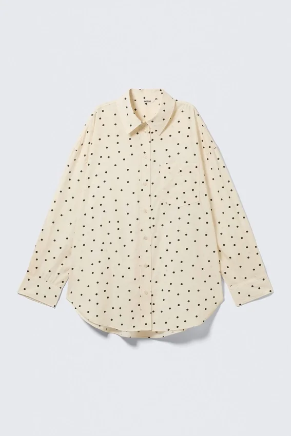 Camisas oversize de manga larga – Amarillo claro – Lunares Camisas oversize de manga larga – Amarillo claro – Lunares