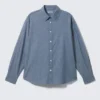Camisas oversize de manga larga de denim – Azul Camisas oversize de manga larga de denim – Azul