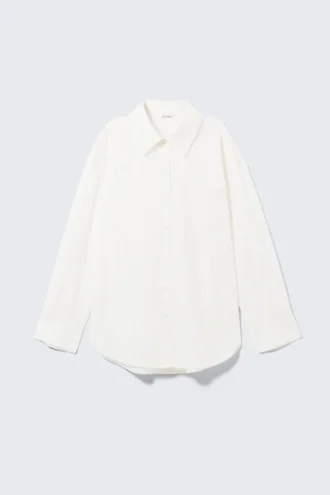 Camisas oversize de manga larga de popelín – Blanca