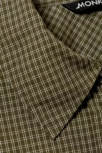 Camisas oversize de manga larga de popelín – Cuadros verde caqui oscuro