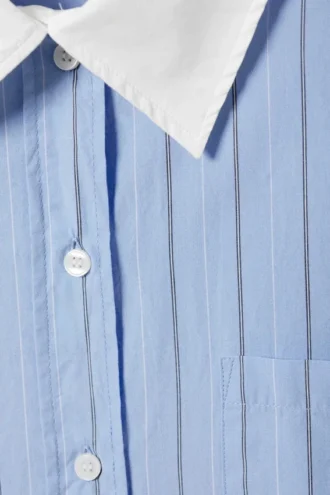 Camisas oversize de manga larga de popelín – Rayas azul claro