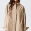 Camisas oversize de manga larga – Rayas beige Camisas oversize de manga larga – Rayas beige