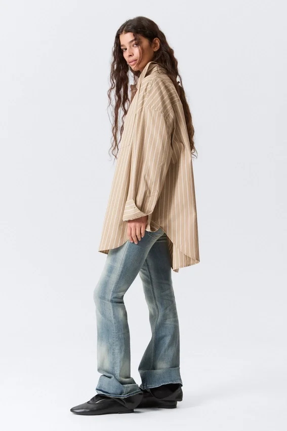 Camisas oversize de manga larga – Rayas beige Camisas oversize de manga larga – Rayas beige