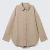 Camisas oversize de manga larga – Rayas beige Camisas oversize de manga larga – Rayas beige