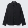Camisas oversize de popelín con botones – Negra – Rayas azul oscuro Camisas oversize de popelín con botones – Negra – Rayas azul oscuro