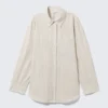 Camisas oversize de popelín de manga larga – A cuadros beige claro