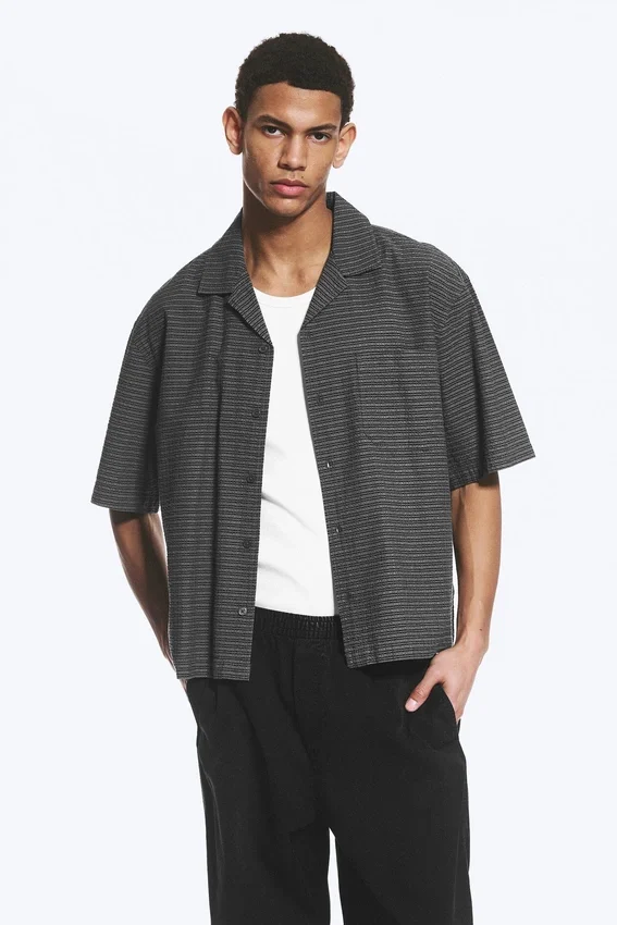 Camisas Resort holgadas de manga corta – Cuadros grises Camisas Resort holgadas de manga corta – Cuadros grises