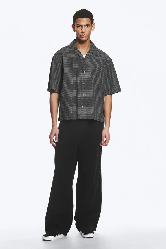 Camisas Resort holgadas de manga corta – Cuadros grises Camisas Resort holgadas de manga corta – Cuadros grises