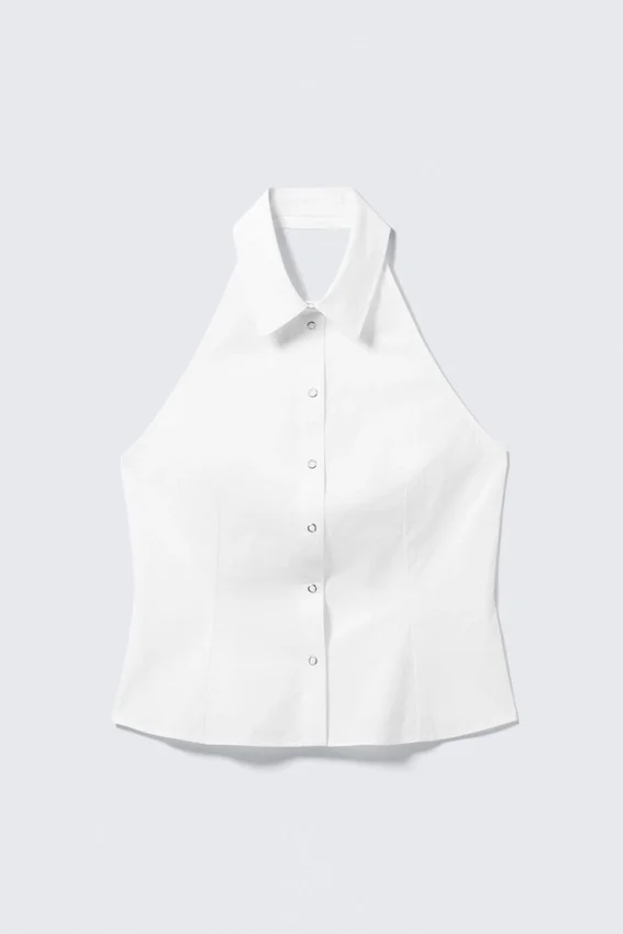 Camisas sin mangas con cuello halter – Blanco Camisas sin mangas con cuello halter – Blanco