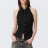 Camisas sin mangas con cuello halter – Negro