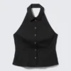 Camisas sin mangas con cuello halter – Negro