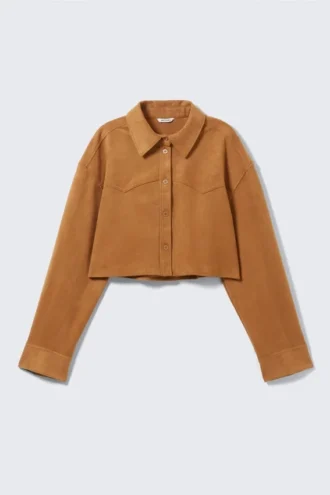 Camisas western cortas de ante sintético – Marrón