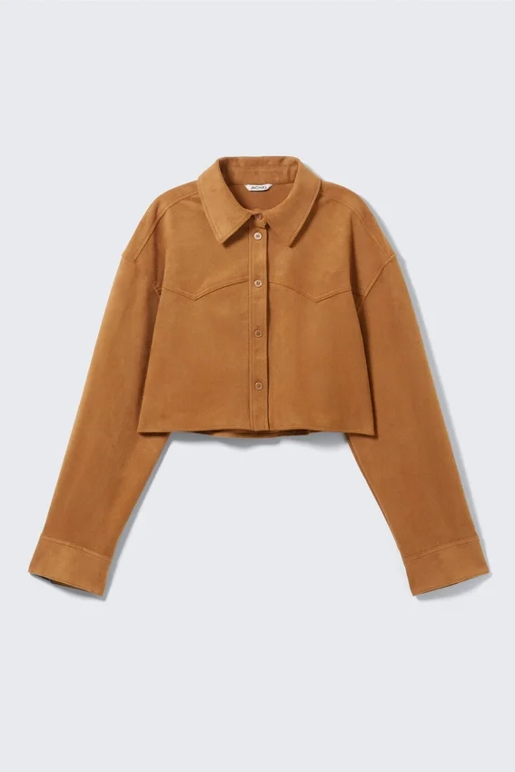 Camisas western cortas de ante sintético – Marrón Camisas western cortas de ante sintético – Marrón