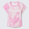 Camiseta ajustada con costuras en contraste – Pink Stardust
