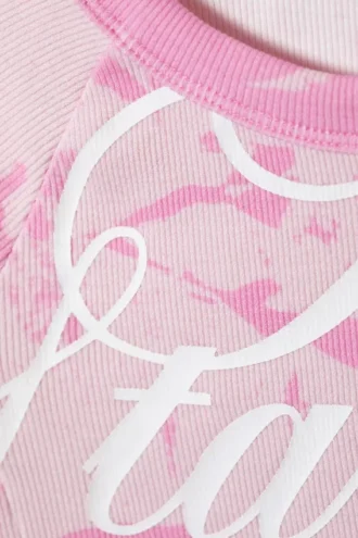 Camiseta ajustada con costuras en contraste – Pink Stardust