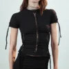 Camiseta ajustada con nudos – Negro