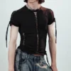 Camiseta ajustada con nudos – Negro