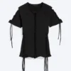 Camiseta ajustada con nudos – Negro