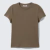 Camiseta ajustada de algodón de manga corta – Mole oscuro Camiseta ajustada de algodón de manga corta – Mole oscuro