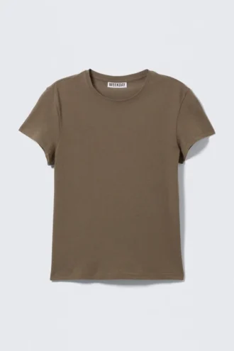 Camiseta ajustada de algodón de manga corta – Mole oscuro