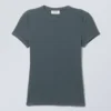 Camiseta ajustada de canalé – Azul petróleo oscuro