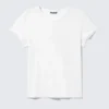 Camiseta ajustada de manga corta y cuello en V – Blanca