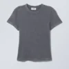 Camiseta ajustada lavada – Azul empolvado lavado con lejía
